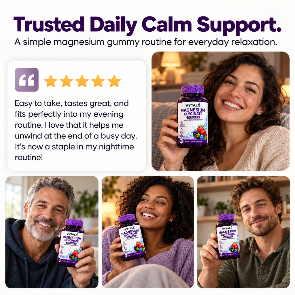 VYTALX Magnesium Glycinate Gummies – 60 Count | Calm & Sleep Support