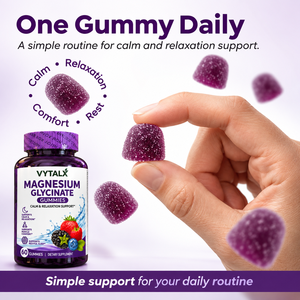 VYTALX Magnesium Glycinate Gummies – 60 Count | Calm & Sleep Support